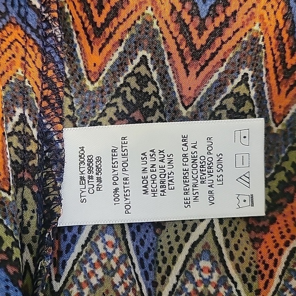 KUT FROM THE KLOTH Zigzag Rainbow Chiffon Button Down Tie Waist Festival Shirt - Picture 9 of 10